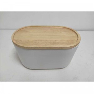 Großhandel lang mit hölzerner Deckel Keramik Steinzeug-Speicher-Brotkasten