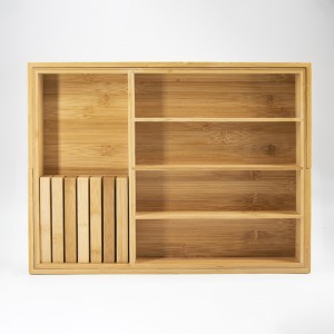 Natürlicher Bambus erweiterbarer Besteck Messerschubladen-Speicher-Set